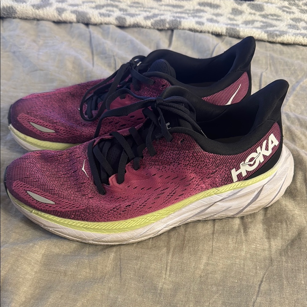 Hoka Pink and Black Athletic Shoes with Cushioned Sole